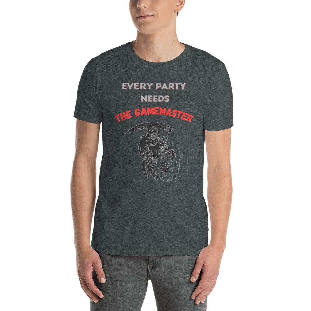 "Party Role - Gamemaster" Softstyle Short-sleeve Unisex T-shirt