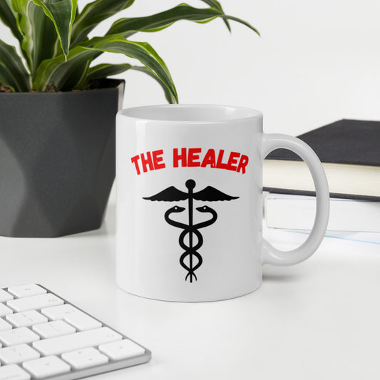 "Party Role - Healer" White Glossy Mug