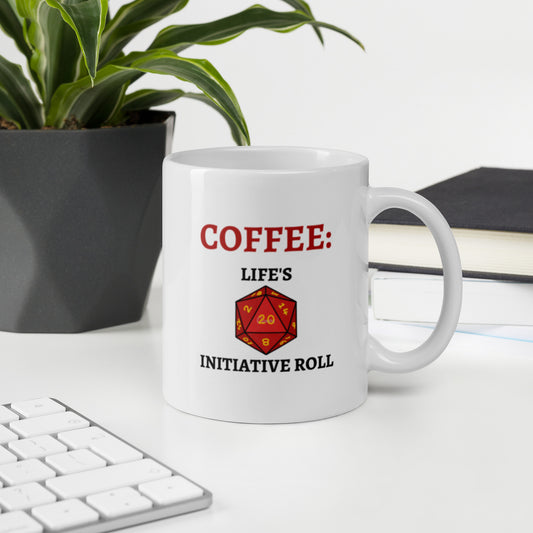 "Nat20 Initiative" White Glossy Mug